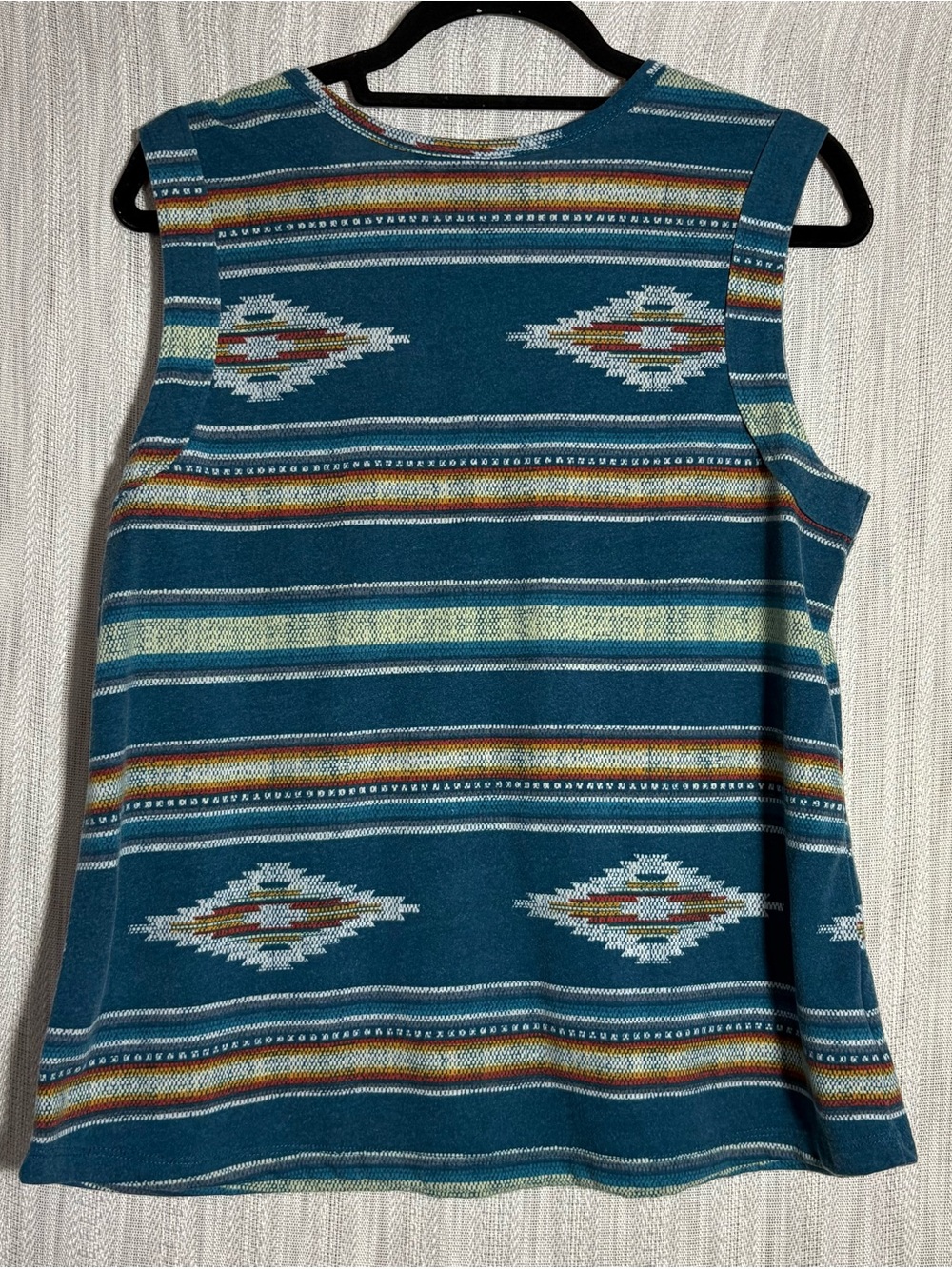 Women's Teal Southwestern-Patterned Sleeveless Tank Top Aztec - Picture 3 of 3